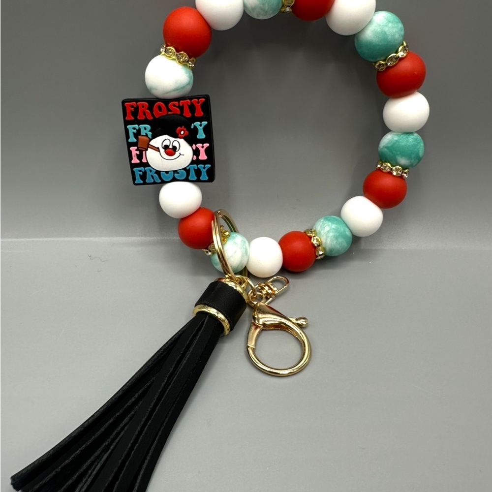 Frosty the Snowman Winter Silicone Beaded Wristlet, Hands Free, Bracelet